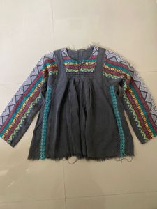 Embroidered Grey denim top