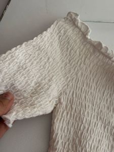 Off-Shoulder Smocked Crop Top