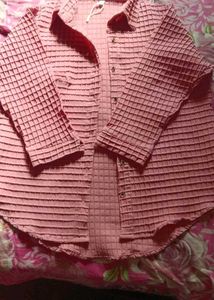 Pink Textured Collared Shirt