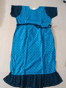 Blue Printed Cotton Nightgown