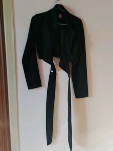 Chic Black Wrap Crop Blazer