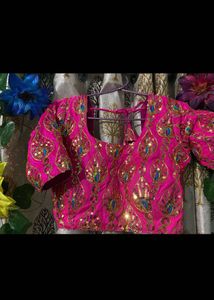 Stunning Pink Silk blouse with Embroidered Blous