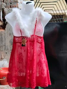 Sale 🔥EBLIN Red Lace Babydoll Nighty