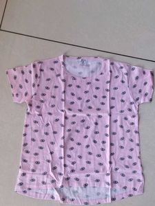 Pink Patterned Casual T-Shirt