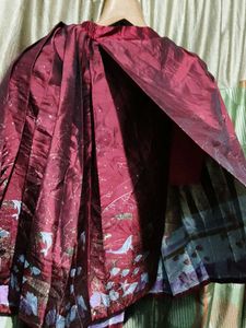 Maroon koriyan Pleated Skirt with Celestial &amp; Mari