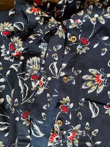 Sleeveless Dark Blue Floral Top