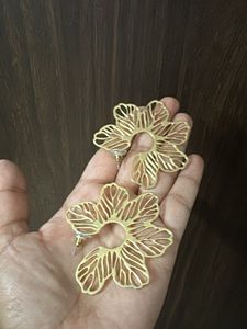 Golden Floral Statement Earrings