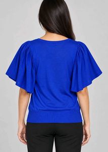 Vibrant Blue Flutter Sleeve Top