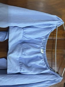 Trendy Blue Puff Sleeve Crop Top