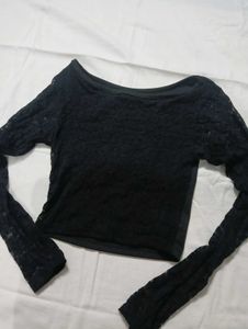 Black Lace Long Sleeve Top