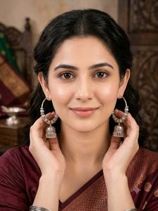 Oxidised Jhumka Hoop Earrings