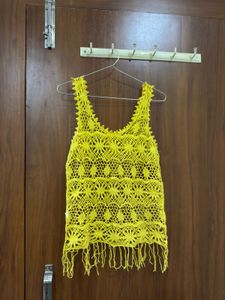 Vibrant Yellow Crochet Tank Top