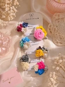 Handmade floral fabric hair clips set of 6