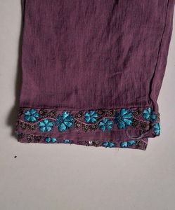 Purple Kurta Set with Dupatta &amp; Pants