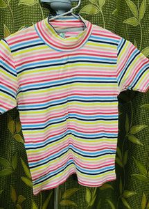 Striped Mock Neck Top