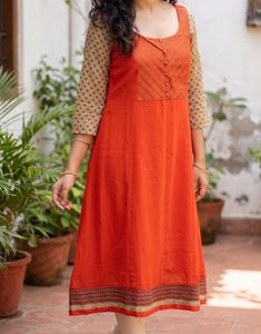 Globus Coral Red A-Line Kurti