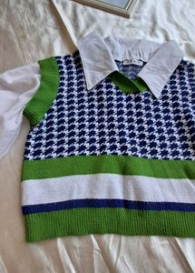 V-Neck Houndstooth Sweater Vest