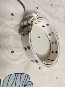 White Double Grommet Belt