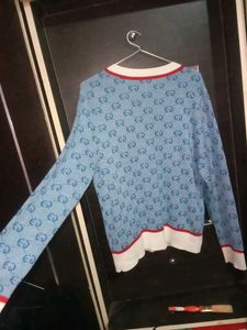💙 Premium Blue Monogram Knit Cardigan | OUYASAITU