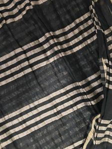 Black Striped Dupatta with Tassels