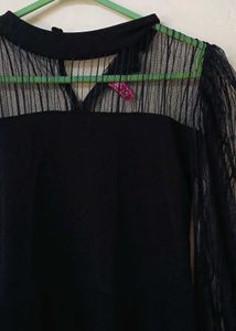 Elegant Black Sheer Sleeve Maxi Dress