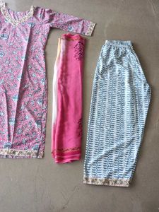 Boho Pink Floral Kurta Set