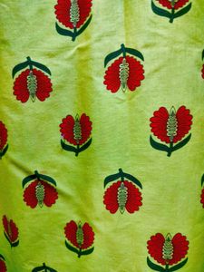 Bright Yellow Kurta with Red Floral Print