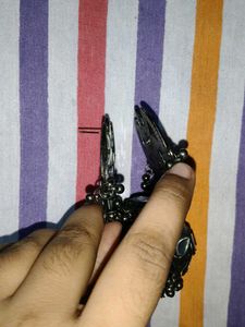 Oxidized Mirror Jhumka Earrings