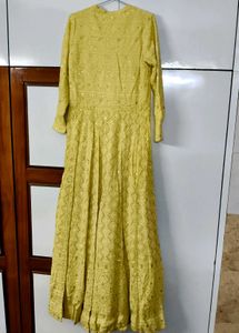 Elegant Yellow Embroidered Festive gown