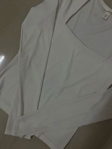 H&amp;M White Long Sleeve Top