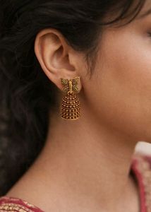 Gold Butterfly Jhumka Earrings