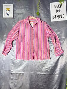 Pink Striped Button-Up Shirt