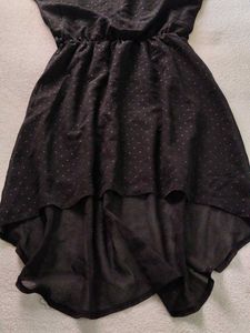 Chic Black Polka Dot High-Low Dress