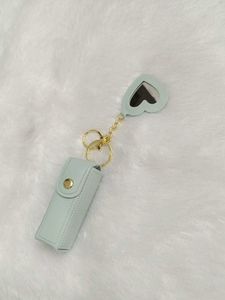 Cute Heart Mirror Lip Balm Holder Keychain