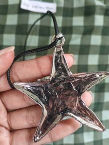 Unique Star swirl y2k silver cord Necklace