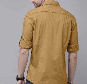 Roadster Musturd Solid Opaque Casual Shirt