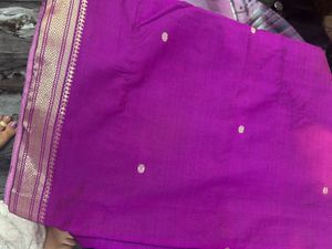 Vibrant Purple Silk Saree with Gold Border