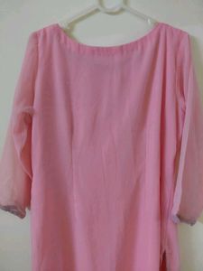 Pink Embroidered Kurta