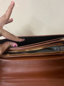 Chic Brown Crossbody Bag with Patterned Strap