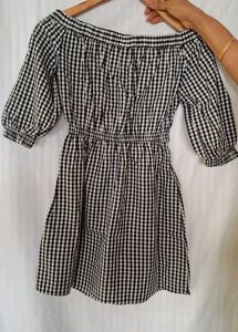 Chic Off-Shoulder Gingham Dress