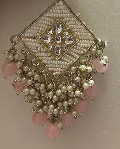 Elegant Pearl &amp; baby pink Gold Earrings