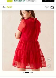Elegant Red Swiss Dot Dress Material