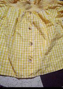 Yellow Gingham Off-Shoulder Top