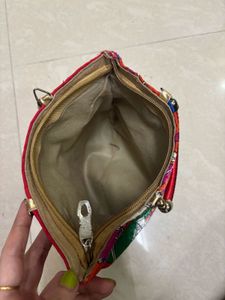 Vibrant Traditional Indian Art Print Silk Handbag