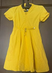 Vibrant Yellow Short Sleeve Dress