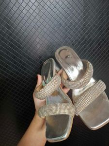 Sparkling Silver Block Heels