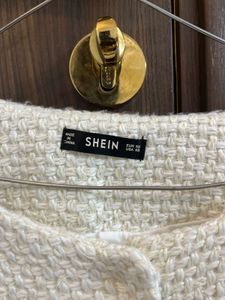 Cream Textured Jacket with Faux Fur Trim