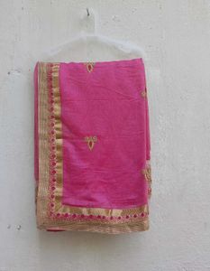 Elegant Pink Cotton Silk Saree