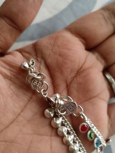Silver Multicolored Stone Anklet