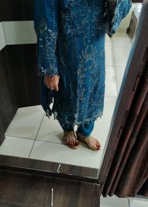 Embellished Teal Kurta Set